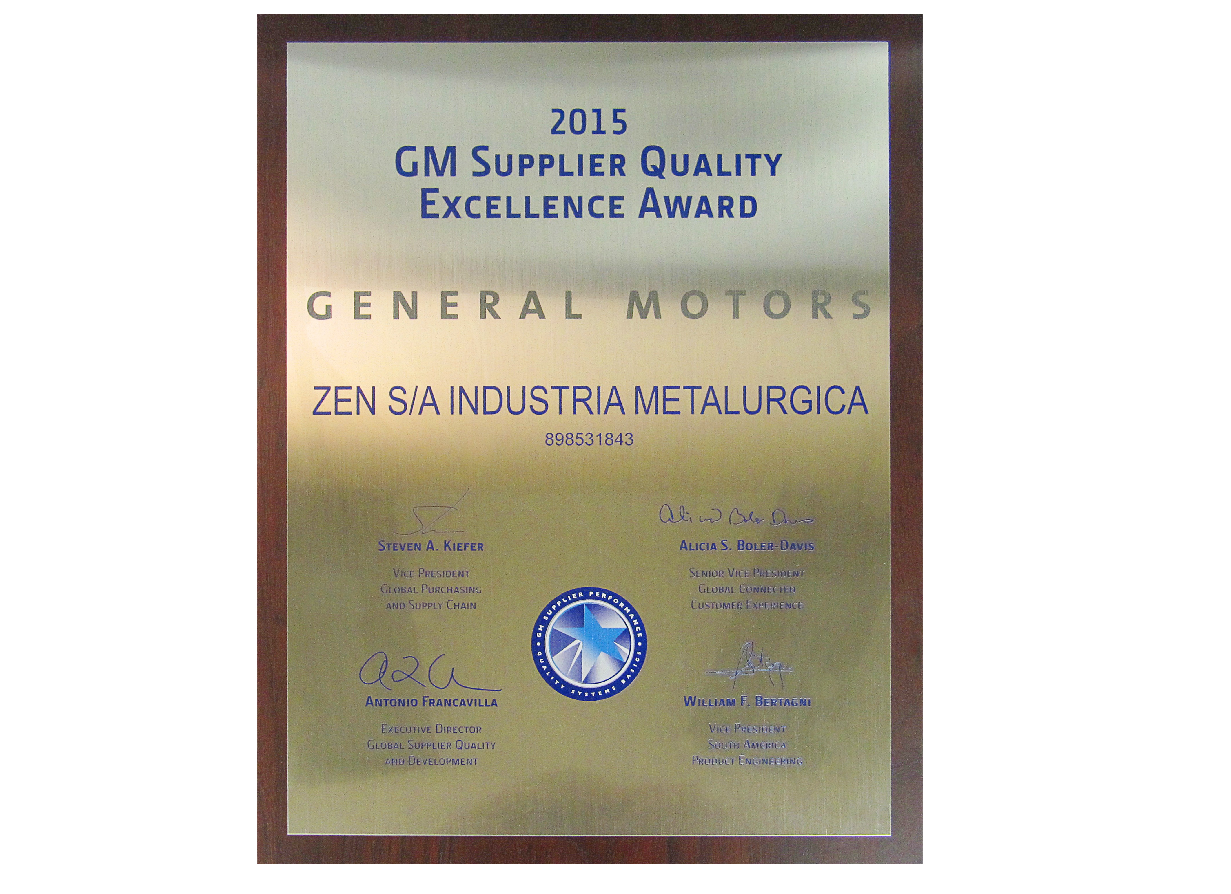 Supplier Quality Excellence Award de GM 